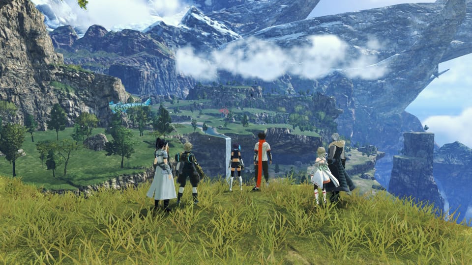 Characters overlooking a grand valley